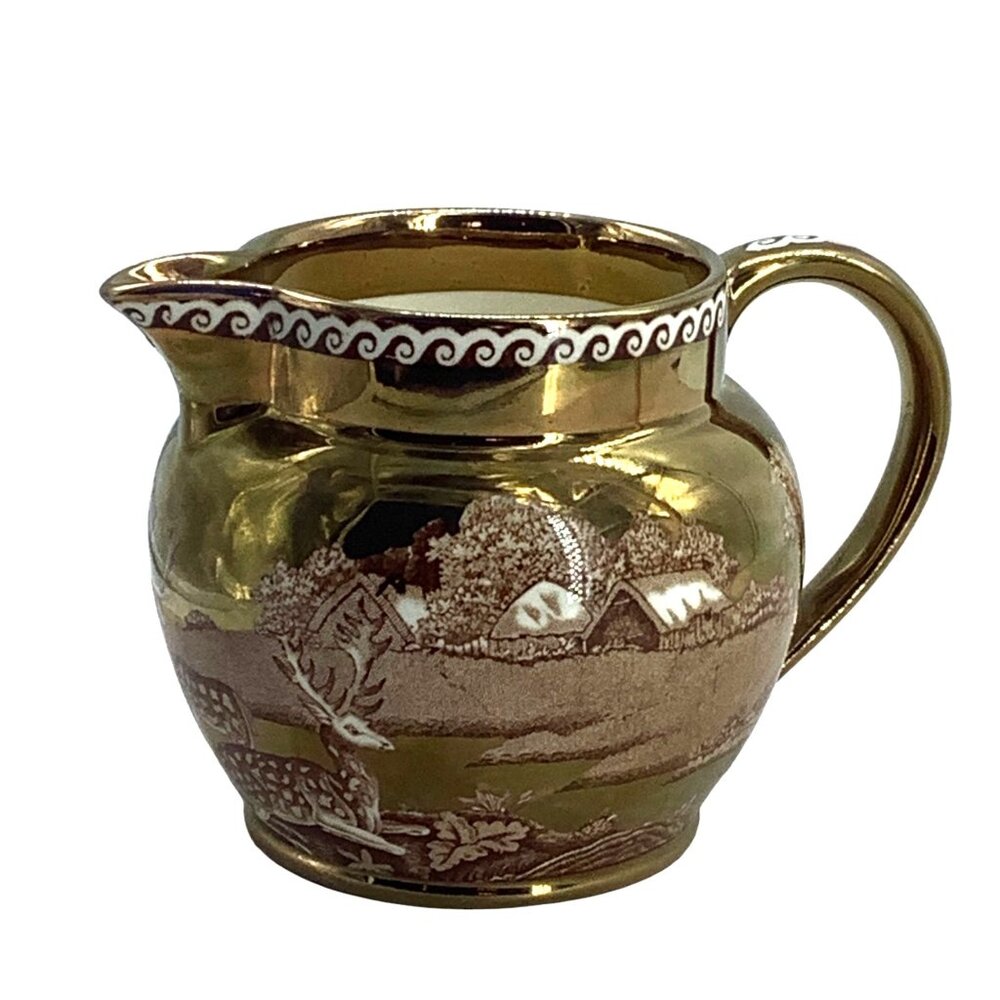 Wedgwood Fallow Deer of Etruria &‎ Barlaston Cream Jug Pitcher Copper Lusterware
